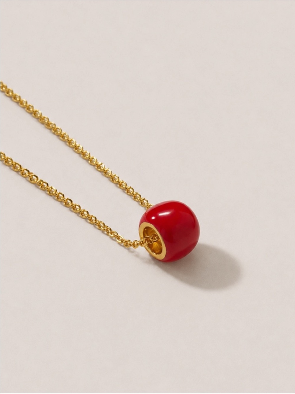 New! Red Gold Bead Pendant Necklace NWOT 5023
